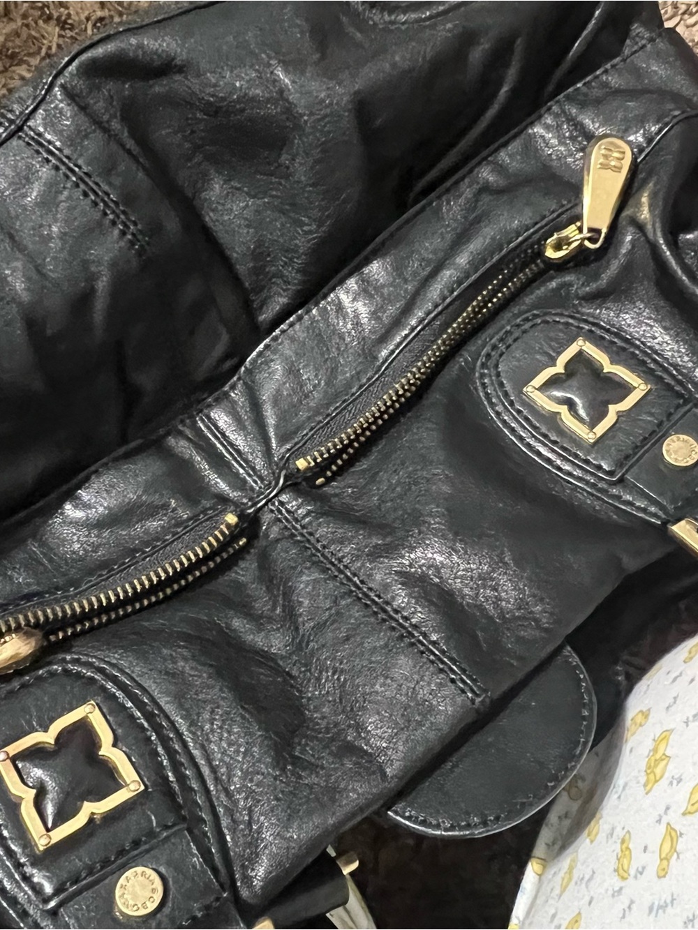 BCBGMaxAzria Black Shoulder Satchel with Gold Hardware - Picture 9 of 9